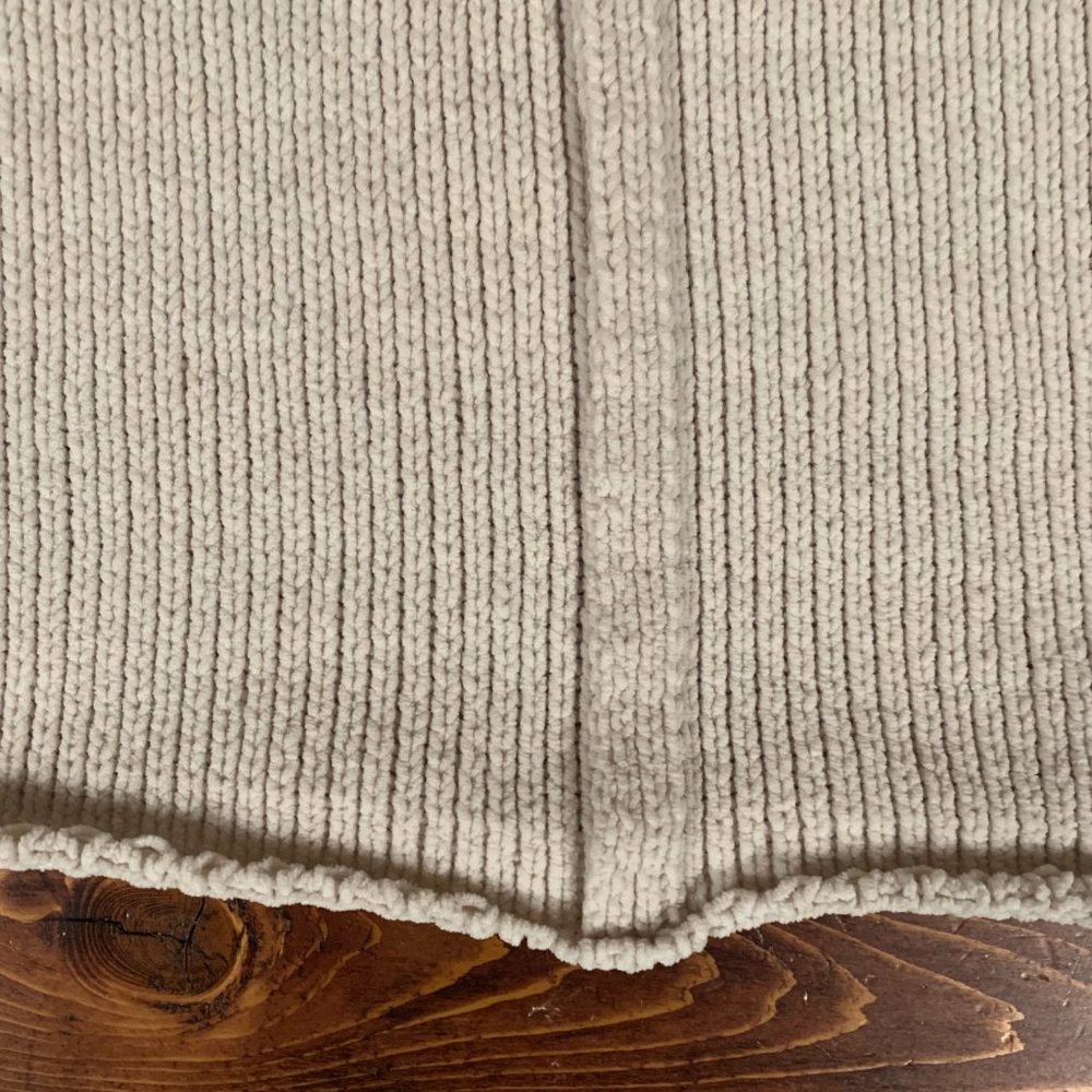 Love Riche Large Cropped Women's Cream Knit Balloon Sleeve Crew Neck Sweater EUC - Picture 9 of 14
